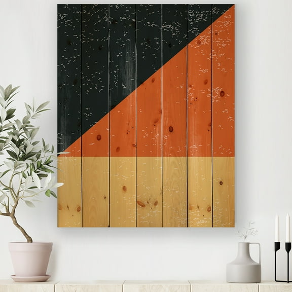 Designart 'Elementary Forms in Minimal Geometric Compostions IV' Modern Print on Natural Pine Wood