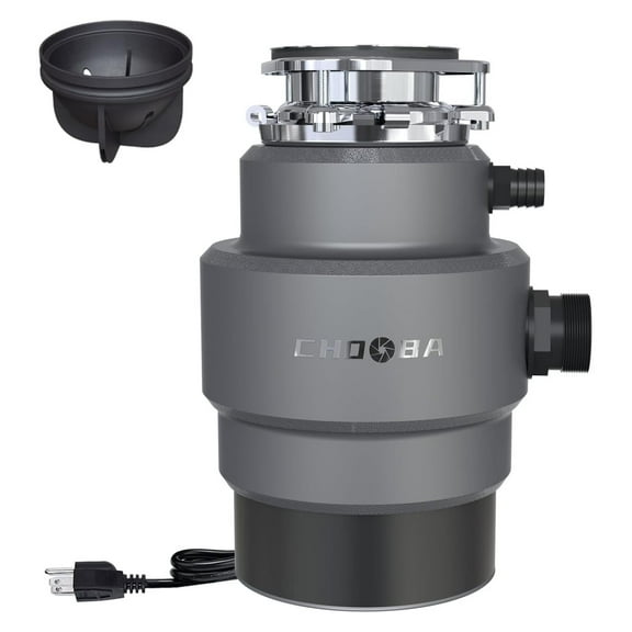 Garbage Disposal 3/4HP, Continuous Feed Food Waste Disposal, Garbage Disposal with Power Cord, Quiet Food Waste Grinder for Kitchen Sink, Gray