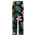 thumbnail image 5 of Tropical Floral Jungle Print Winter Female Pants Flannel High Waist Women Pants Lady Warm Straight Leg Plush Trousers, 5 of 7