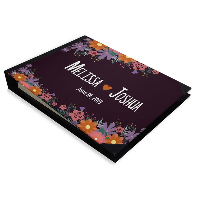 Darling Souvenir Purple Floral Hardbound Cover Printed Anniversary Wedding Guestbook Scrap book-9 x 12 Inches