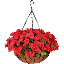 Homsunny 21.6” Coconut Lining Hanging Planters with Artificial Daisy Flowers
