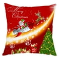 thumbnail image 2 of Suncoda Christmas Throw Pillow Covers Cases 18X18" Red Gold Christmas Decorations Winter Xmas Navidad Indoor Home Holiday Decor Ornaments Cushion for Bed Sofa Couch Tree Reindeer, 2 of 3