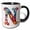 Black/White, variant on 3drose, Colorful Monogram Letter N, 15oz Mug