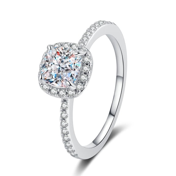 VVS1 1 Carat Square Moissanite Womens Rings - 925 Sterling Silver Engagement Ring & Wedding Band Party Jewelry Gift - Passes Tester