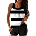 thumbnail image 2 of CALAFEBILA 2 Piece Junior Swimsuit Tankini Modest Striped Print Pleated Summer Bathing Suits, 2 of 6