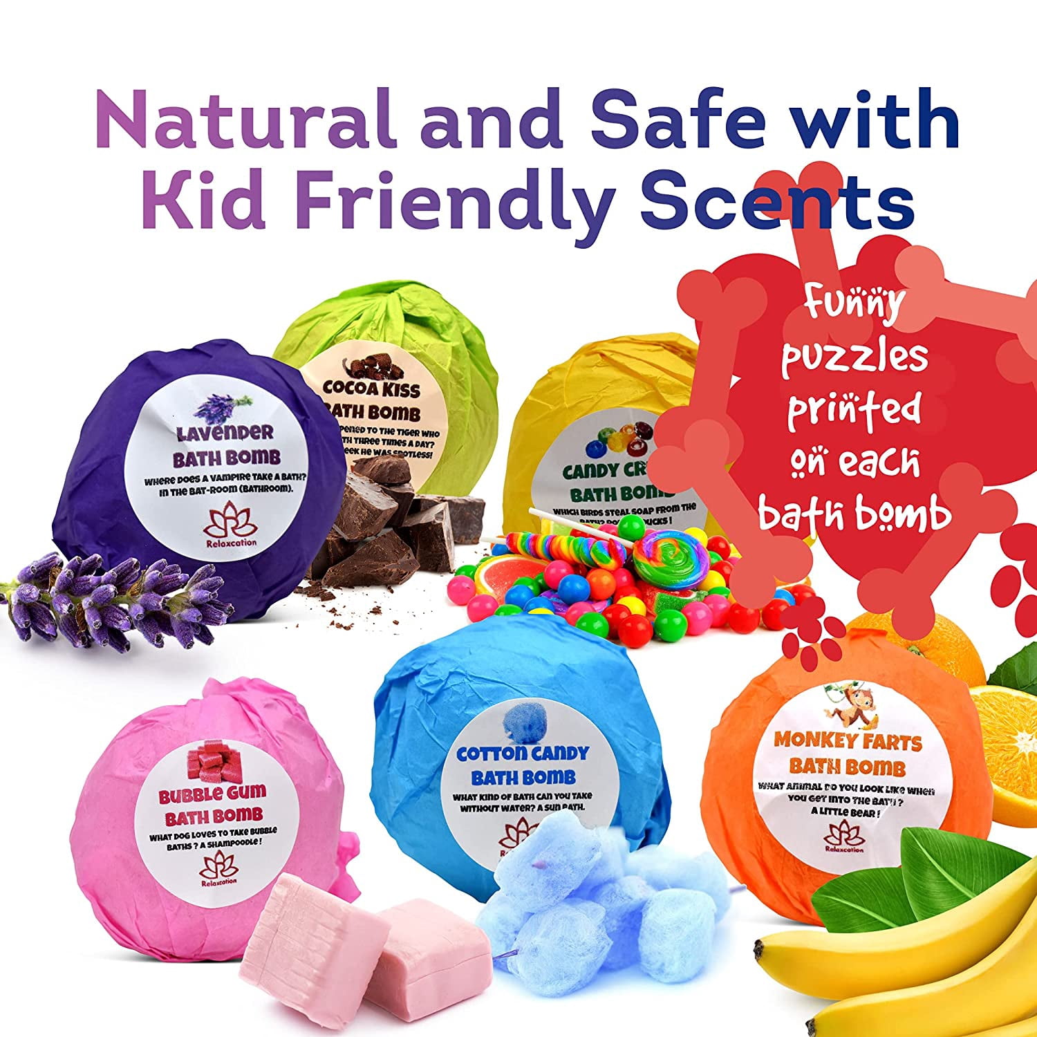 Bath Bombs for Kids with Surprise Inside Cute LITTLE PUPPY TOYS Handmade in USA Natural and Safe by Relaxcation