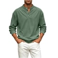 thumbnail image 2 of ZyeKqe Long Sleeve Tops for Men Corduroy Button Front Crewneck Pullover Golf Office Work Business Casual Shirts, 2 of 7