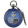thumbnail image 1 of Reloj de bolsillo musical Hugo Coleccionables clásico con cadena Retro azul para Navidad, 1 of 8