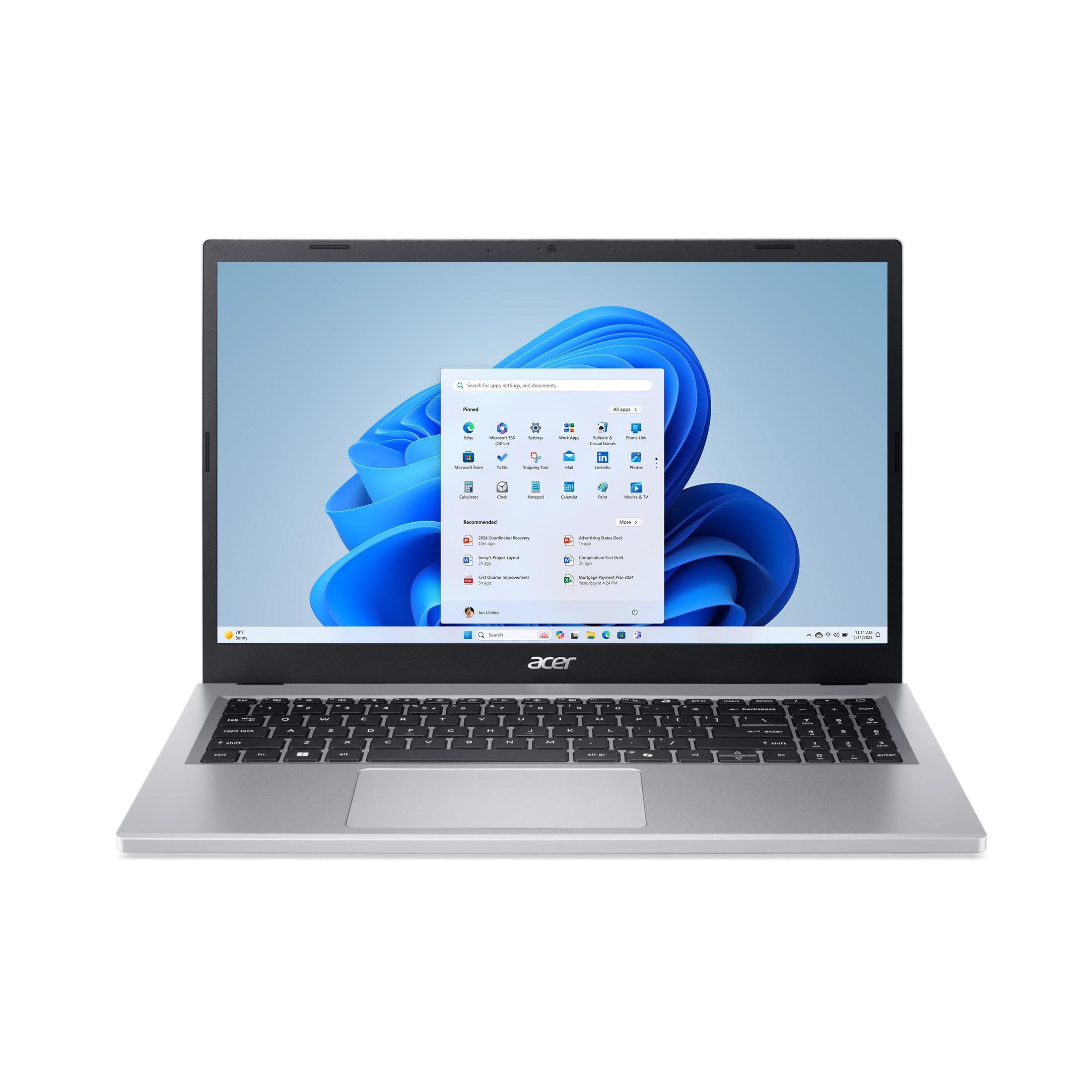 Acer Aspire Go 15.6" FHD IPS Touch Screen Laptop, AMD Ryzen 5-7520U, 8GB RAM, 512GB SSD, Pure Silver, New