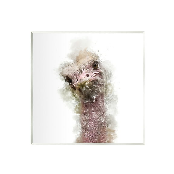 Stupell Curious Ostrich Face Portrait Animals & Insects Painting Wall Plaque Unframed Art Print Wall Art