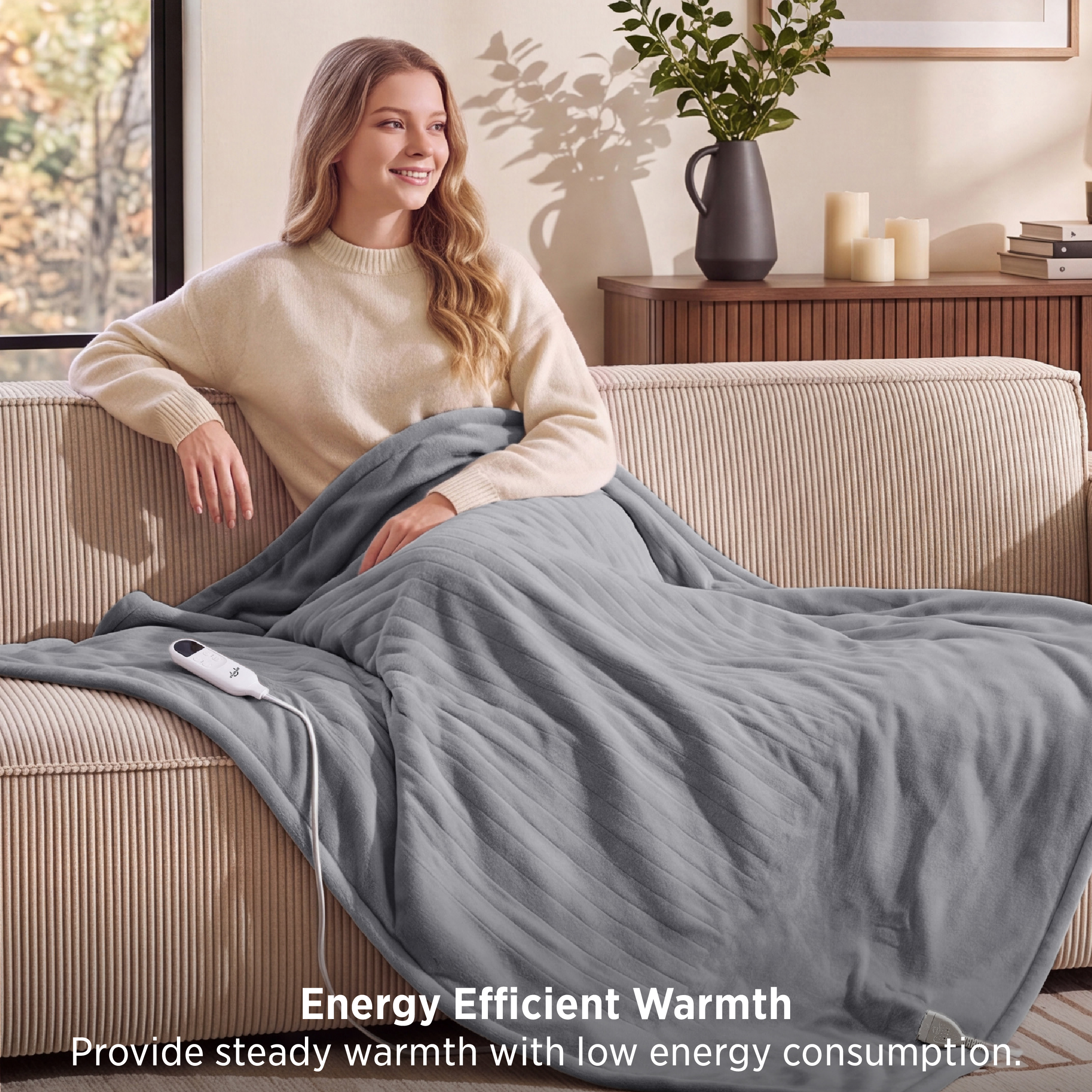U by Bedsure Heated Blanket Throw, 50x60 Inch, Gray photo 4
