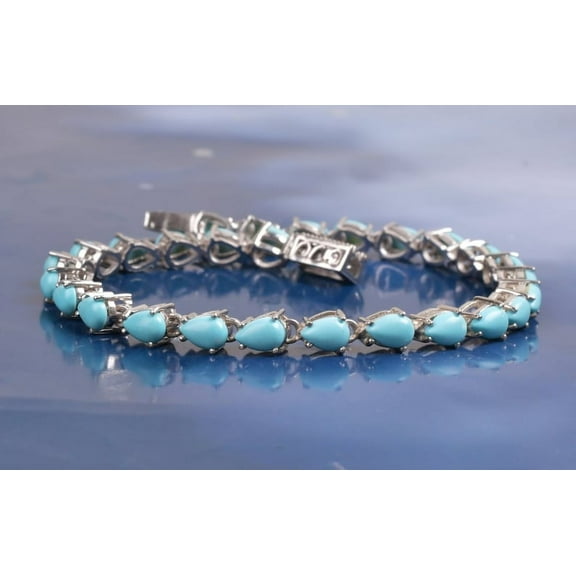 Turquoise Pear Wedding Tennis Bracelet, Pear Shaped Bracelet,Anniversary Gift, Birthstone Jewelry, Gifts