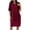 Wine, variant on HERESOM Sun Dresses for Women Plus Size Fashion Women Casual Round Neck Solid Color Short Sleeve Dress With Pocket