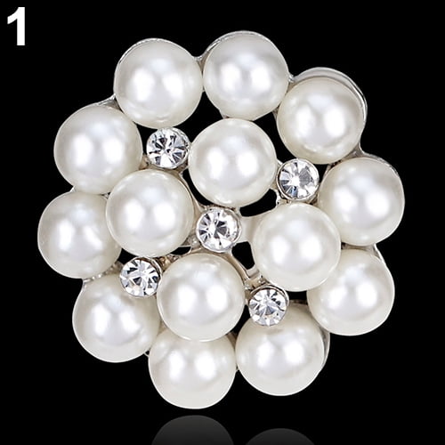 Ayyufe Flower Rhinestone Imitation Pearl Brooch Pin DIY Bridal Wedding Bouquet