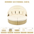 thumbnail image 3 of LoLado Rattan Daybed Two-Tone Weave Sunbed, Patio Furniture Round Outdoor Sectional Sofa Set with Retractable Canopy, Separate Seating and Removable Cushion, Beige, 3 of 10