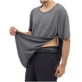 thumbnail image 2 of Mens Post-Surgery T Shirts with Pocket Short Sleeve Crewneck Tees Tops Casual Solid Color Open Side Button Breathable Basic Tshirts Shirt, 2 of 8