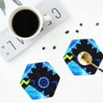thumbnail image 4 of Lsque Geometry Dash Pattern 4" Drink Coasters Set of 6, Leather Absorbent Coasters, Table Coaster Set Decorative Coffee Cup Coasters Housewarming Gift, 4 of 7