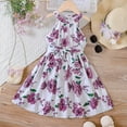 thumbnail image 2 of Zanarzt Kids Summer Dress Cotton Toddler Girl Dress Bow Strap Smocked Summer Outfit Birthday Party Clothes Back to School Clothes Purple,7-8 Years, 2 of 6