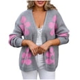 thumbnail image 1 of Pisexur Veste pour Femmes, Cardigans à devant Ouvert, Manteaux Trench, Vestes d'Automne, Cardigan Décontracté Ample à Imprimé Floral à Manches Longues, Chandail Surdimensionné, Haut, 1 of 8