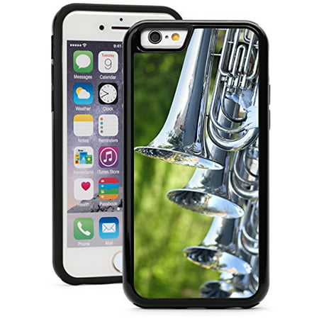 For Apple iPhone Shockproof Impact Hard Soft Case Cover Marching Band Tuba (Black for iPhone