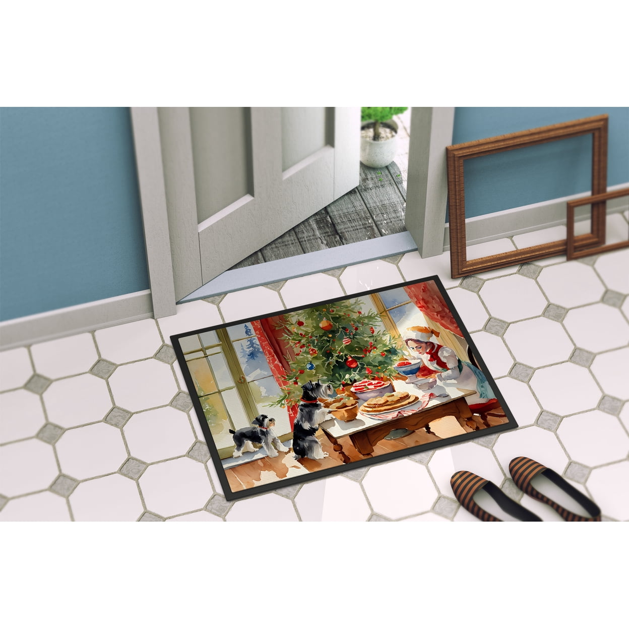 Carolines Treasures DAC3880JMAT 24 x 36 in.  Schnauzer Christmas Cookies Doormat