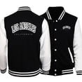 thumbnail image 1 of Ropa con letras Retro para hombre, uniforme de béisbol suelto, chaqueta de viaje de motorista al aire libre, moda de Los Ángeles, California, EE. UU., ciudad, 1 of 3