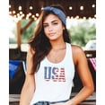 thumbnail image 2 of USA Distressed Graphic Tank Top for Women & Teens Patriotic Flag Sleeveless Shirt White Tank Top XX-Large, 2 of 5