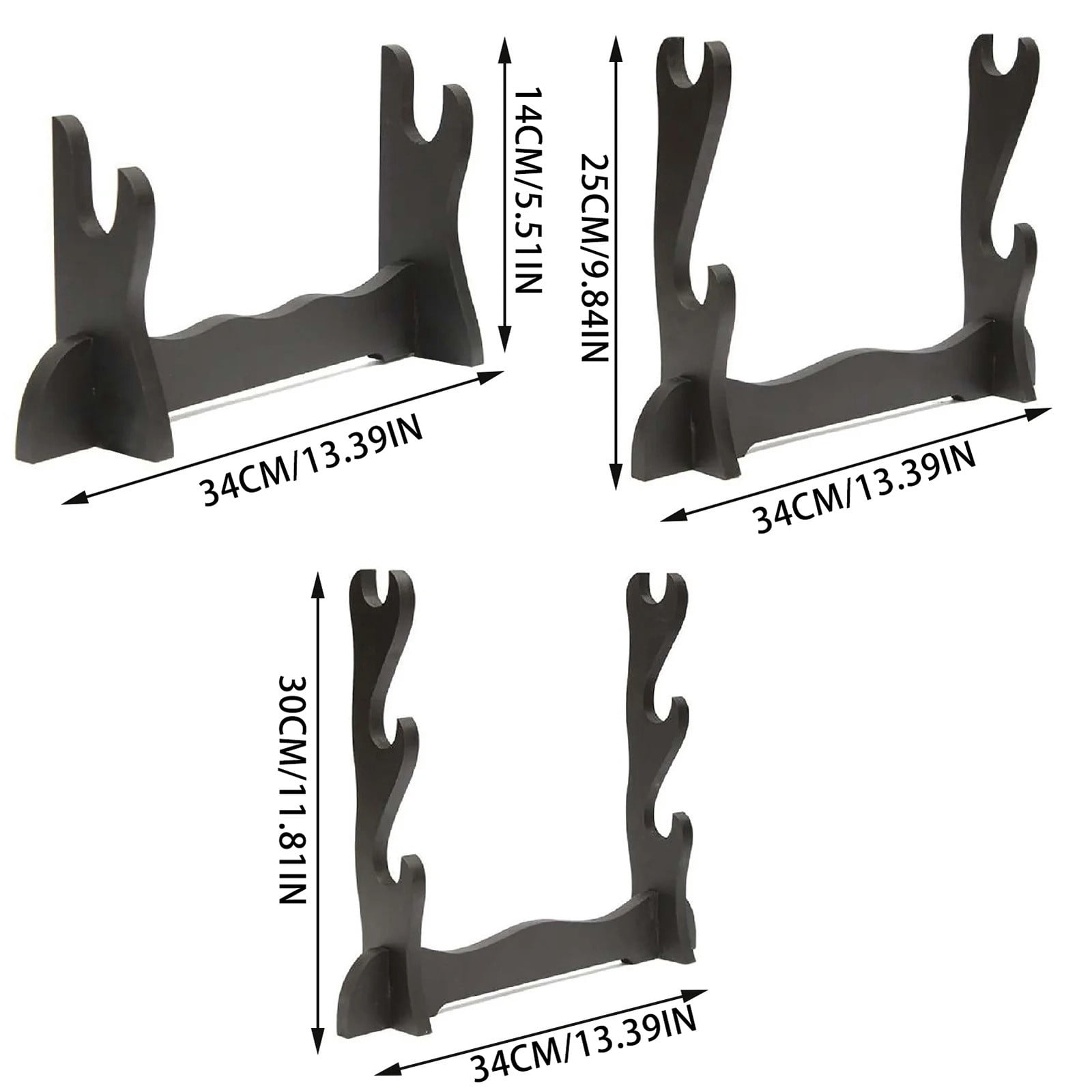 XKHHLH Musashi Samurai Sword Wood Stand, Lacquer Finish with Wall Mount & Tabletop 2 Functions in 1, One-Tier/Two-Tier/Three Tier Katana Stand