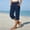 Navy, variant on Nhthy Women's Everyday Linen Blend Straight Leg Capri Pants, Side Slit Button Decor, Lightweight 7/8 Cropped Trousers with Pockets Army Green S