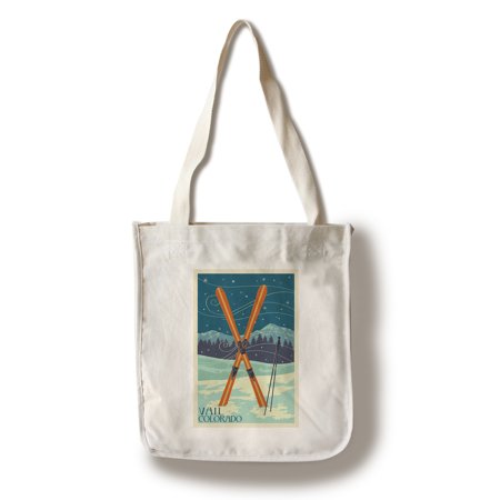 Vail Apres Ski (Vail, Colorado - Crossed Skis - Letterpress - Lantern Press Artwork (100% Cotton Tote Bag -)