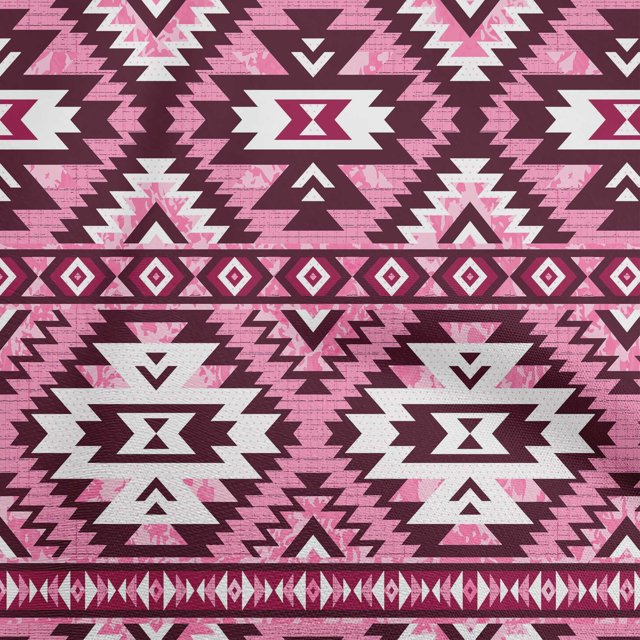oneOone Cotton Cambric Pink Fabric African Aztech Sewing Material Print Fabric By The Yard 42 Inch Wide
