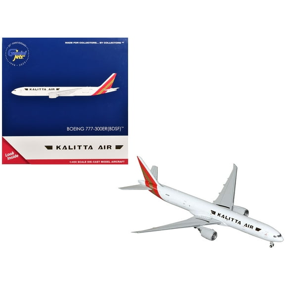 Boeing 777-300ER Commercial Aircraft "Kalitta Air" (N779CK) White with Red Tail 1/400 Diecast Model Airplane by GeminiJets