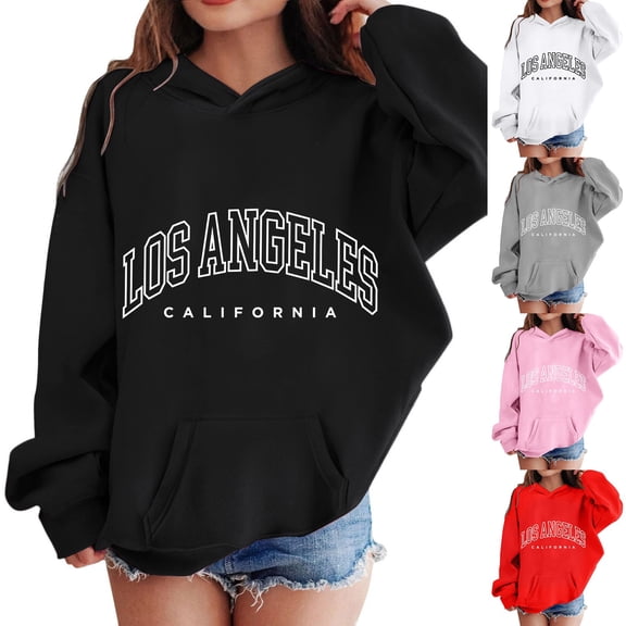 JAJAHO Oversized Hoodies For Girls Letter Printed Hooded Sweatshirts Long Sleeve Fall Pullover Tops With Pocket Size 2-13T