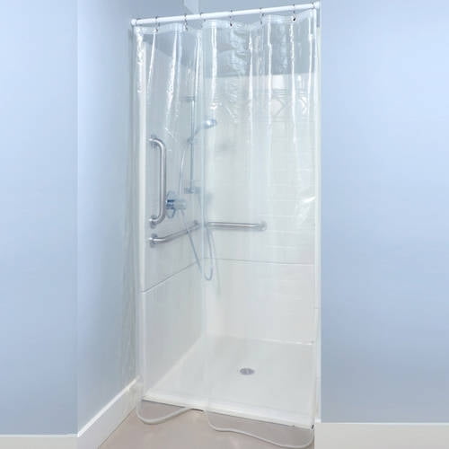 SlipX Solutions 54 in. x 78 in. Midweight PEVA Shower Stall Liner ...