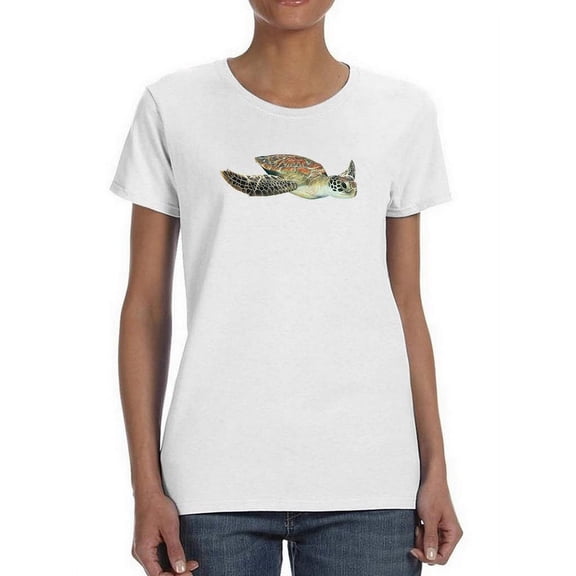 Realistic Sea Turtle Art Shaped T-Shirt Women -Image by Shutterstock, Female Large