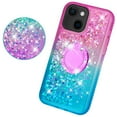 thumbnail image 3 of SOGA Quicksand Cover Cute Girl Phone Case Compatible for Apple iPhone 13 mini Case, with Ring for Magnetic Car Mounts, Lanyard, Tempered Glass - Pink / Blue, 3 of 5