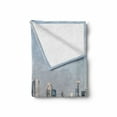 thumbnail image 2 of Modern Soft Flannel Fleece Blanket, Qatar City Skyline at Dhow Middle Eastern Coast with Ships Skyscrapers View, Cozy Plush for Indoor and Outdoor Use, 70" x 90", Pale Blue Cinnamon, by Ambesonne, 2 of 6