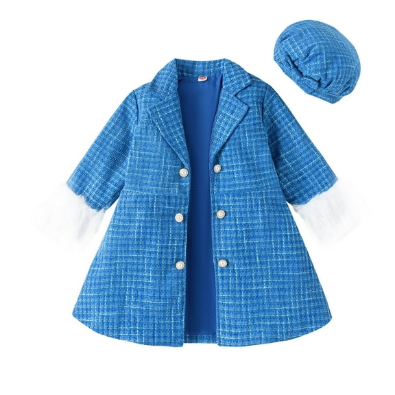 adviicd Kids Varsity Jackets Girls Girls Trench Coat Double Breasted Classic Lapel Outerwear (Blue,4-5 Years)