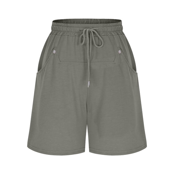 Knee Length Shorts Women Women's Cotton Bermuda Shorts, Knee