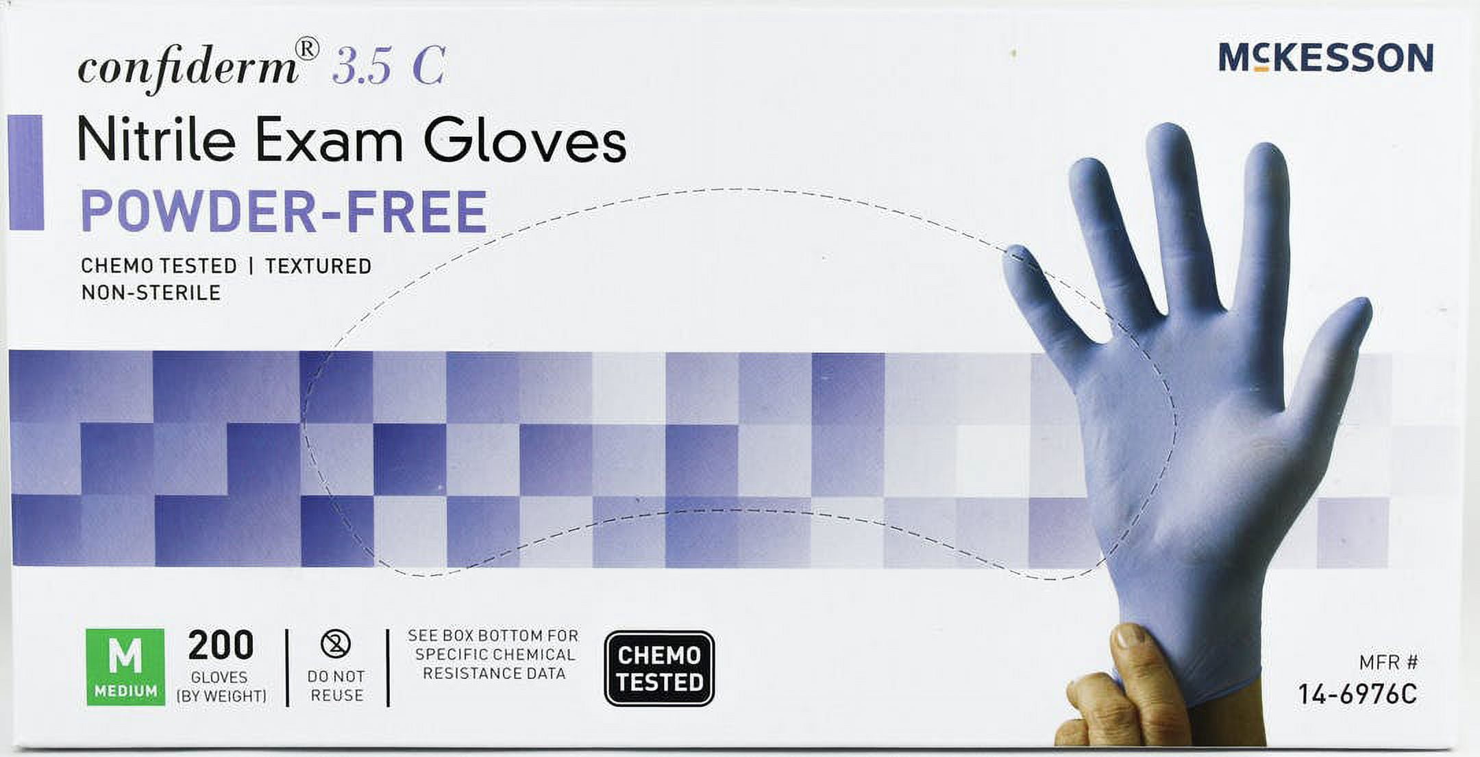McKesson Confiderm 3.5C Chemo Tested Nitrile Disposable Gloves, Box, Medium, 200 Count