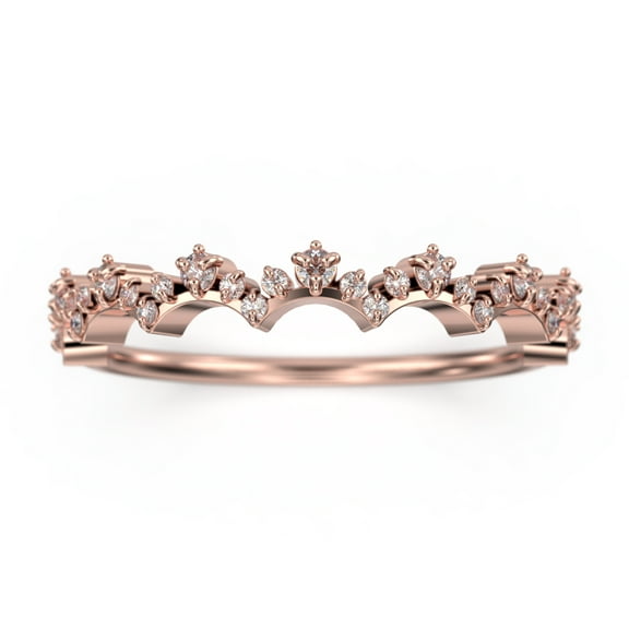 0.50ct Diamond Moissanite Lace Edge Ring 18K Rose Gold Over Silver Wedding Band