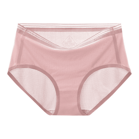 Fulorrnie Underwear for Women Plus Size Seamless Cute Comfort Panties High Waist Briefs Breathable Panty Pink L