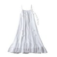 thumbnail image 2 of Mceream Flower Girl Dresses for Wedding Cotton Casual Crewneck Cute Smocked Flowy Dress Swing Flowy Tiered Midi Sleeveless Sundress formal Party Wedding Summer Dresses Vestido 15 AñOs QuinceañEra, 2 of 8