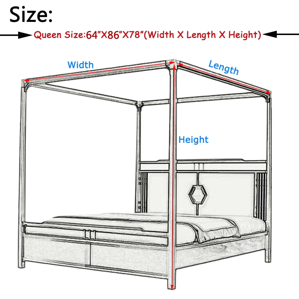 Mosquito Net For Bed 100% Blackout 4 Corner Bed Canopy Easy Home Princess Bed Canopy Curtain For Girl Beds Kids Bedroom,Black,Queen