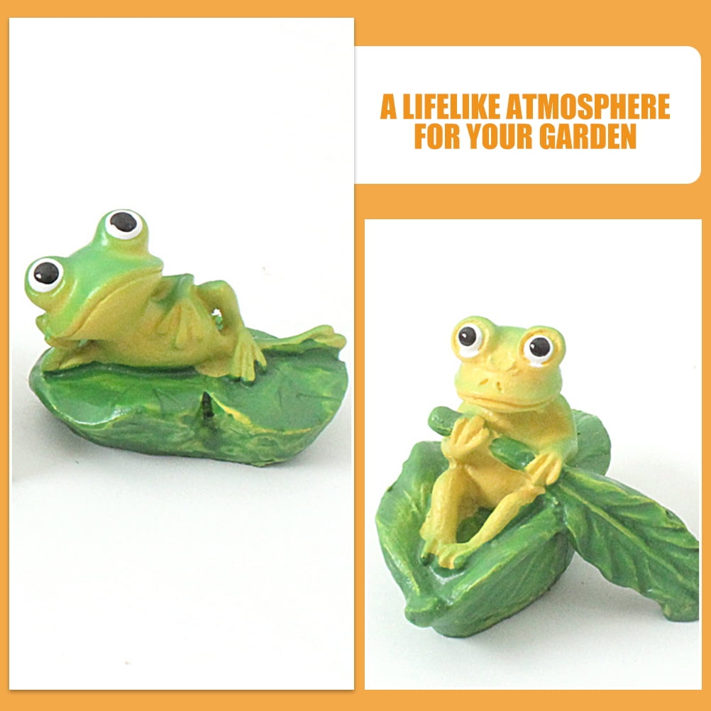VOSAREA Lot De 2 Mini Grenouilles En Résine Pour Décoration Intérieure Et Extérieure Pour Jardin, Terrasse, Cour, Micro Paysage, Décorations De Jardin Féérique