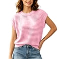thumbnail image 2 of Karymi Blouses for Women Solid Hollow Out Knit Vest, Crew Neck Cap Short Sleeve Mesh Crochet Pullover Sweater Tank Top Summer Tops for Women 2026, 2 of 5