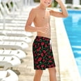 thumbnail image 6 of Rocae Cherry for Teen Beach Trunks Boys Swim Trunks with Compression Liner Quick Dry Board ShortsMedium, 6 of 9