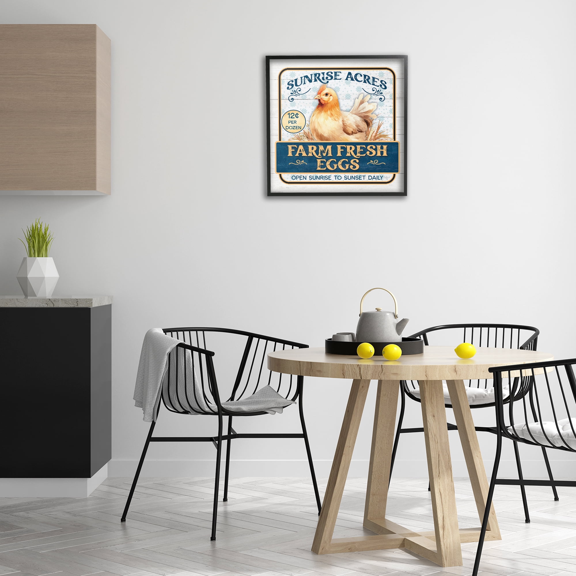 Stupell Industries Farm Fresh Eggs Animals & Insects Painting Black Framed Art Print Wall Art, 24 x 24