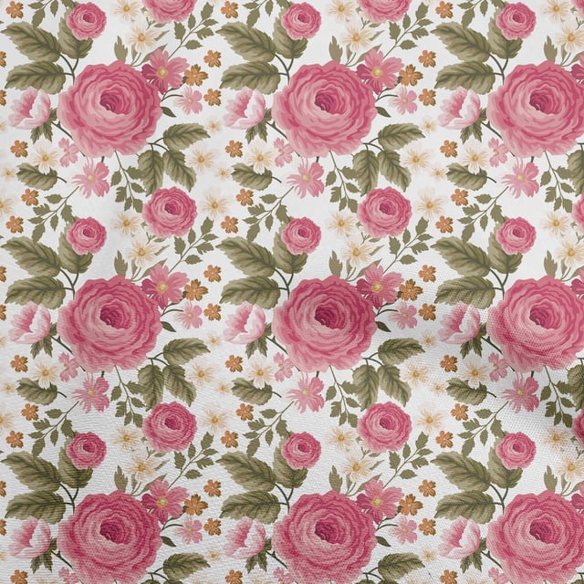 oneOone Polyester Spandex Pink Fabric Floral Sewing Craft Projects Fabric Prints By Yard 56 Inch Wide
