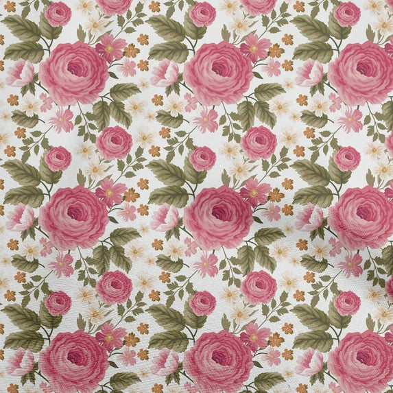 oneOone Cotton Cambric Pink Fabric Floral Craft Projects Decor Fabric Printed By The Yard 56 Inch Wide-FC